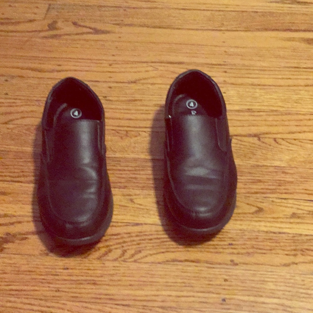 Black leather loafers